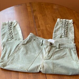 Current/Elliott The Weslan Olive Zip/ Faux Lace-Up Ankle/ Utility Pants Size 25